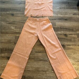 Light mauve Wide-leg knit Pants